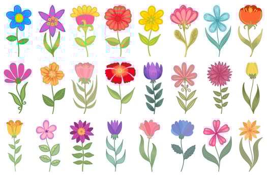 Colorful floral set. collection of vector floral illustrations