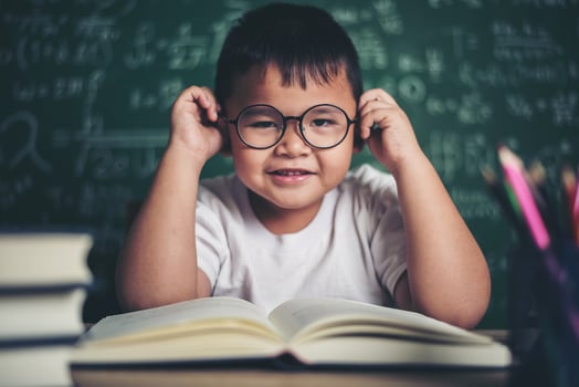 Portrait of a boy in the classroom. photo