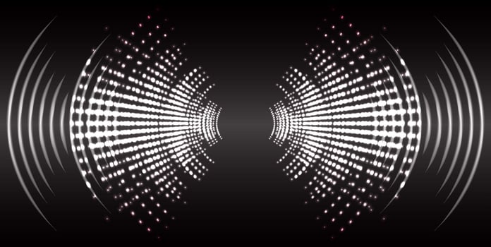 Sound waves oscillating dark light vector