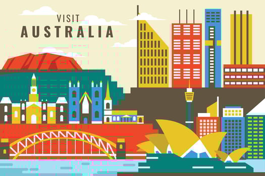 Vector illustration of visit australia, flat design concept