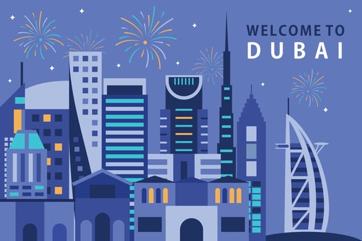 Vector illustration of city in dubai, flat design concept