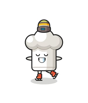 chef hat cartoon as an ice skating player doing perform vector