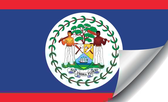 Belize flag with curled corner vector