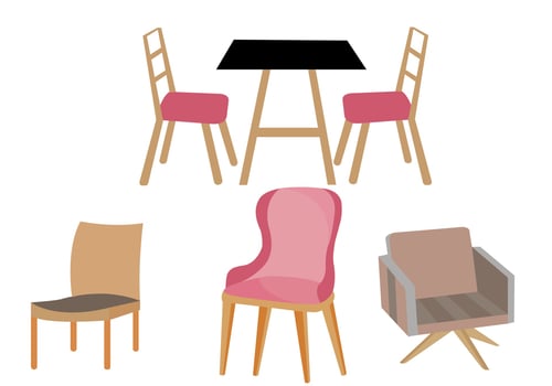 Set of wooden table furniture vector