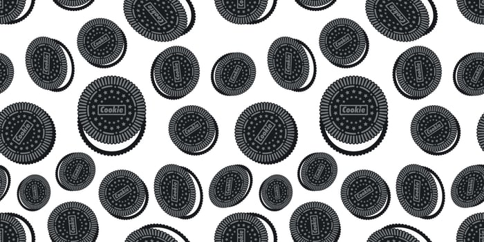 Seamless pattern of dark sandwich cookies. Pastry background. vector