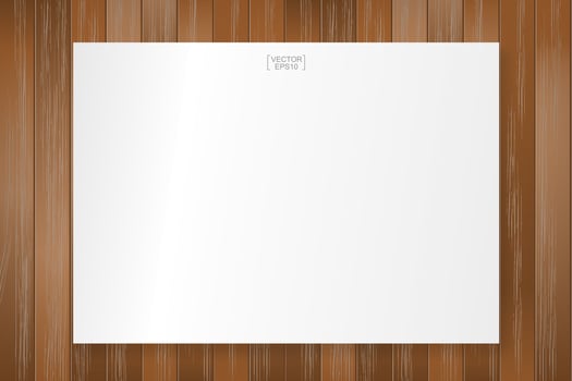 White paper sheet on wood texture background. Vector. vector