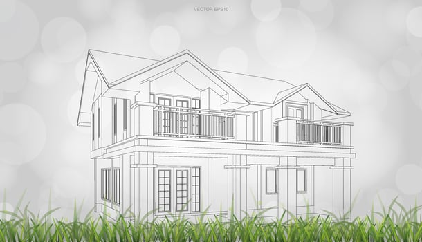 Conceptual image of 3D house perspective render. Vector. vector