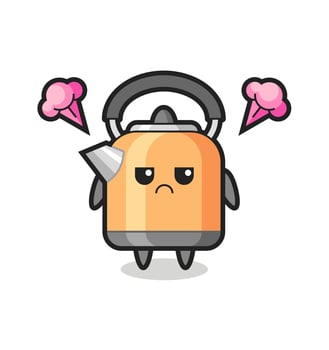 annoyed expression of the cute kettle cartoon character vector
