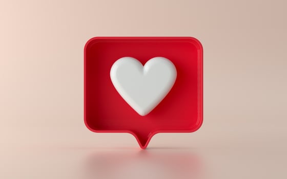 3D social media like notification icon illustration in 3d photo