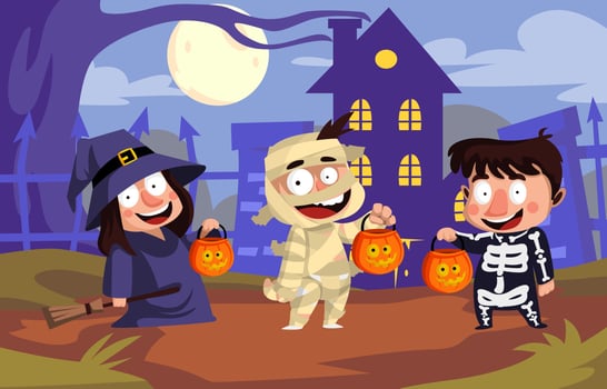 Group of Friends Celebrate Halloween vector