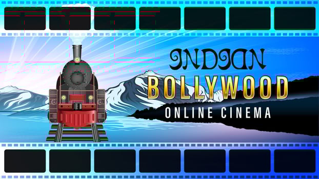 Bollywood steam train and mountains landscape vector