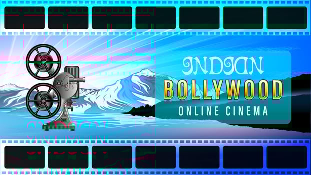 Bollywood film on Mountains landscape background vector