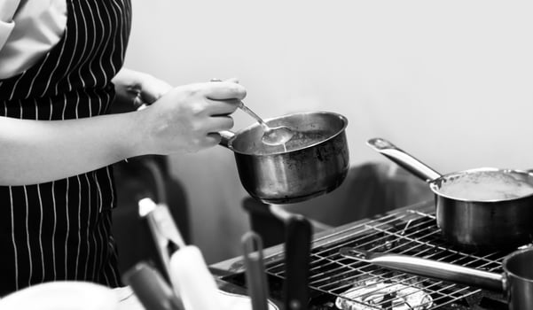 chef cooking food, meal, in the kitchen photo
