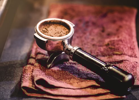 Espresso machine brewing a coffee photo