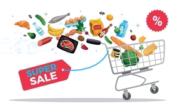 Super Sale Basket Composition vector