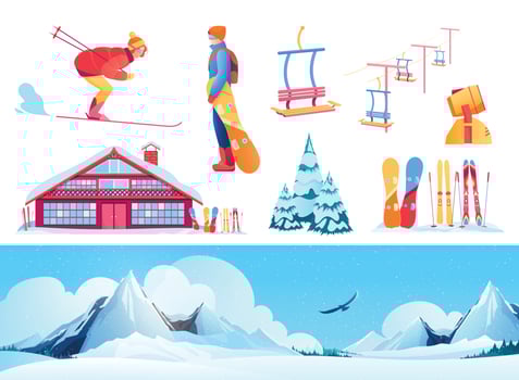 Ski Resort Set vector