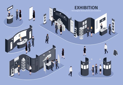 Exhibition Isometric Illustration vector
