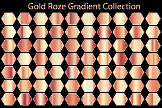 o Metallic texture Gold Rose Gradient Set Collection vector