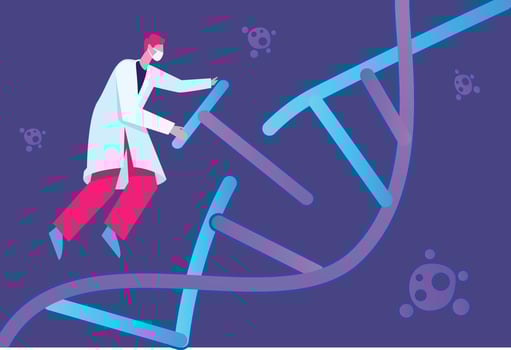 Doctor fixing DNA illustration concept vector