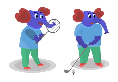 sports elephant cartoon illustration vector