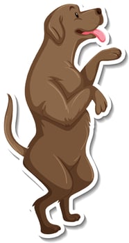 A sticker template of dog cartoon character vector
