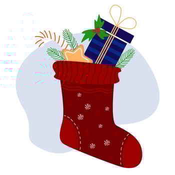 Christmas sock with gifts vector
