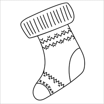 Christmas stocking. Line drawing vector