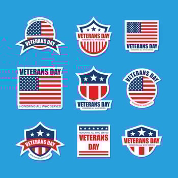 Happy Veterans Day Sticker Set vector