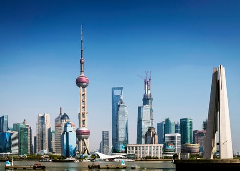 pudong riverside modern skyline skyscrapers in central shanghai city china photo