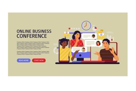 Online video conference concept. Landing page. vector