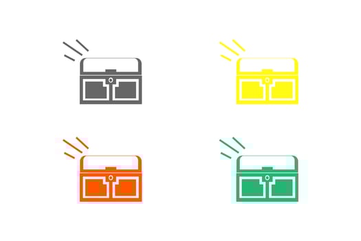 Colorful Chest Treasure Icon Flat Illustration on White Background vector