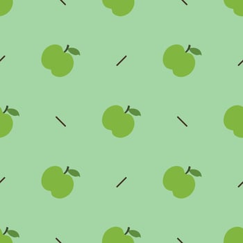 Seamless pattern with green apple on a green background vector