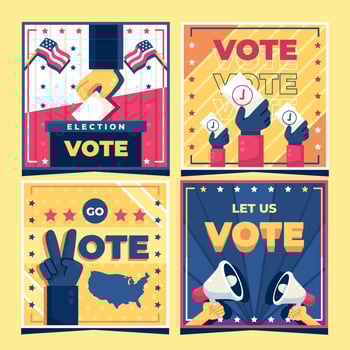Set of General Election Promotion Card vector