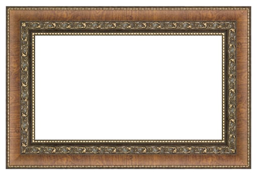 Old wooden frame on white background photo