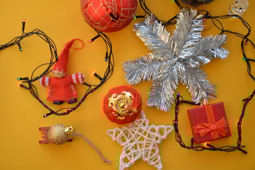 Composition of new year and christmas toys photo
