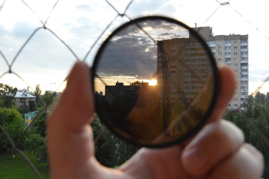 Sunrise through a polarizing filter photo