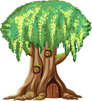 Fantasy huge tree on white background vector