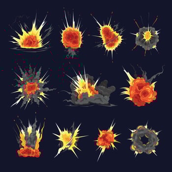 Bomb Explosion Colorful Set vector