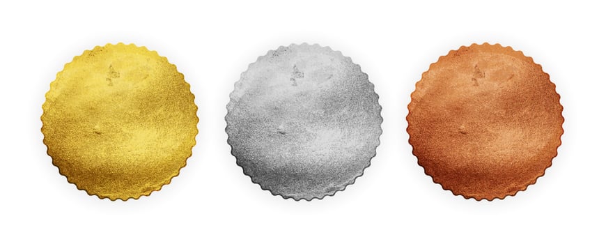 Silver and Bronze Medal Icon Sign First, Second and Third Place vector