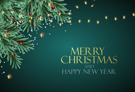 Holiday New Year and Merry Christmas Background with realistic tree vector