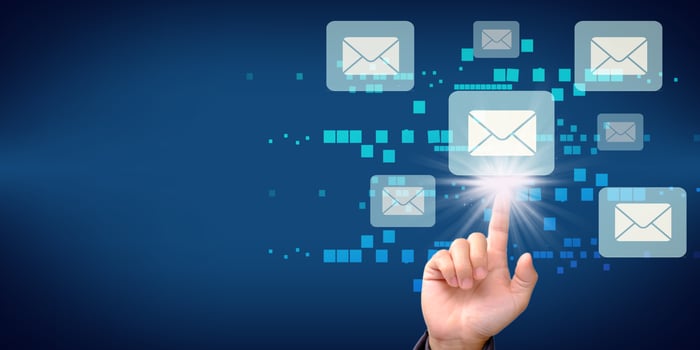 Touching email marketing concept, photo