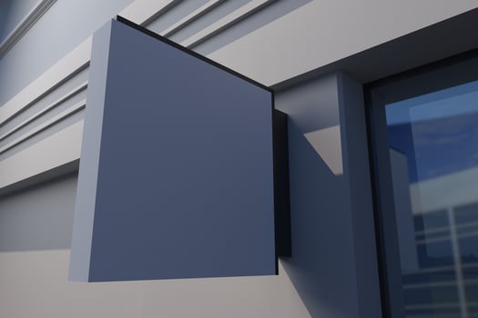 Wall Mount Sign facade Board Mockup photo