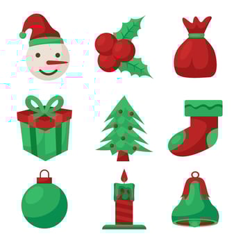 Merry Christmas Icon Set vector