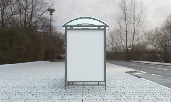 Bus Stop Bus Shelter Mockup 3D Illustration photo