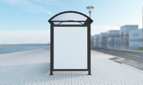 Bus Stop Bus Shelter Mockup 3D Illustration photo