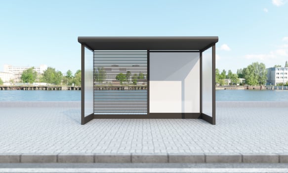 Bus Stop Bus Shelter Mockup 3D Illustration photo
