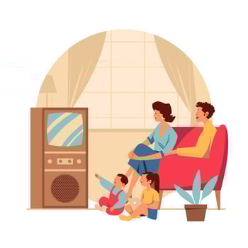 Family Gathering in Living Room vector
