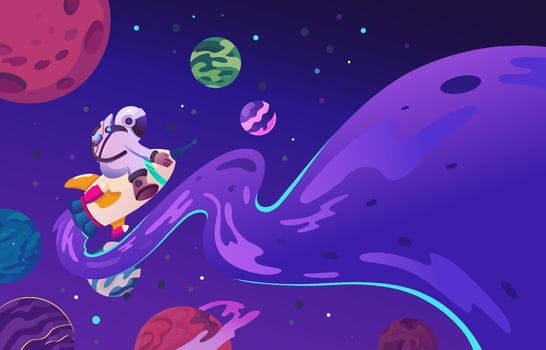 Astronaut Riding A Rocket on Galaxy vector