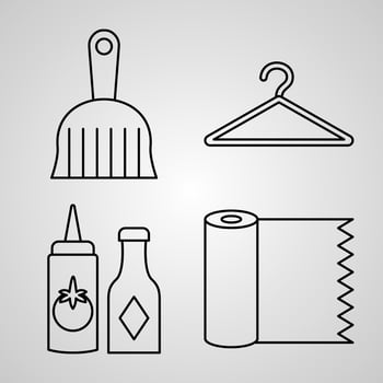 Outline Plastic Products Icons isolated on White Background vector