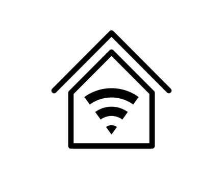 Smart home icon. Emblem sign Wi-Fi. Vector illustration, smart house concept icon